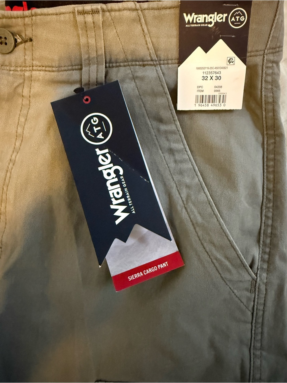 Wrangler Men's ATG Relaxed Cargo Pants - Dusty Olive 32x30 Mid  Rise Full Length